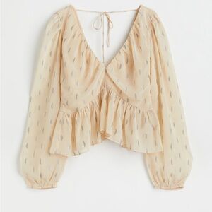 H&M Jacquard-patterned peplum blouse | Worn Once | Size XXL